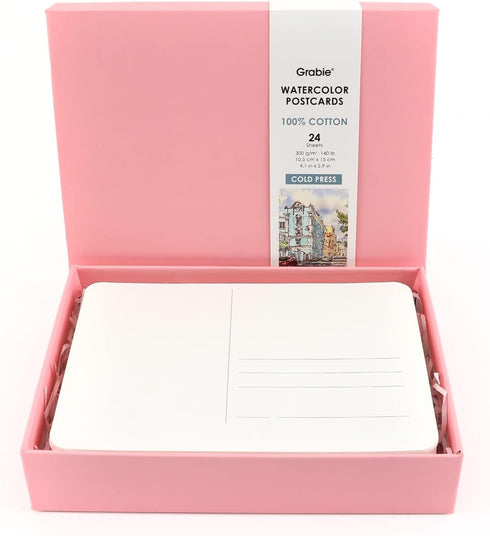 Grabie Watercolor Postcards, 100% Cotton, 24 Sheets, 4.1x5.9 Inches, 140lb (300gsm), Blank Note Cards for Watercolor Journal, Art Supplies for Tha...