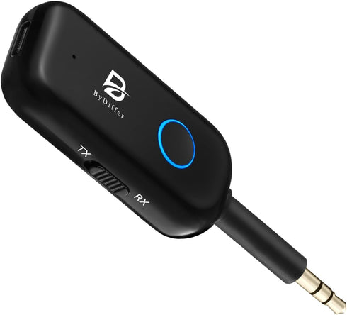 Bluetooth 5.2 Audio Transmitter Receiver for TV to 2 Headphones, ByDiffer Wireless Dual Link 3.5mm Jack AptX Low Latency Aux Bluetooth Adapter for...