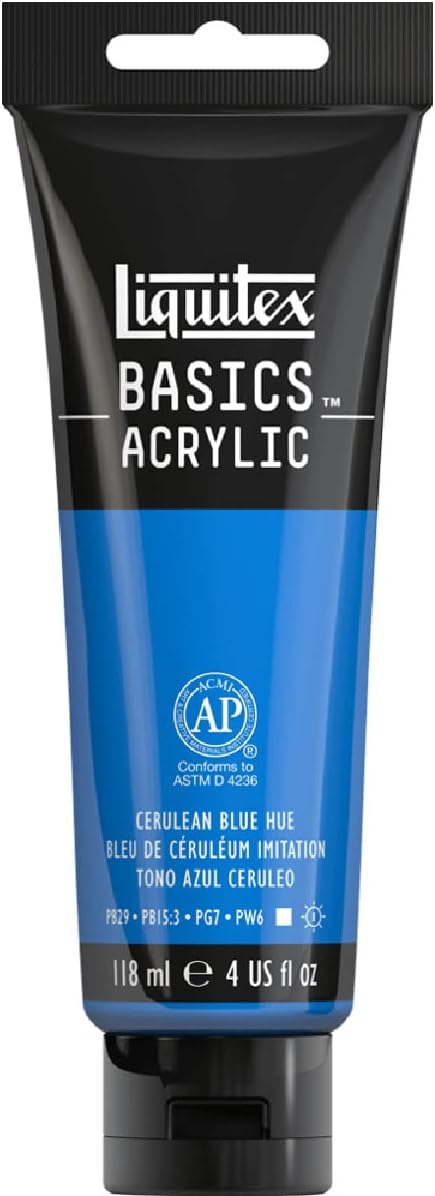 Liquitex BASICS Acrylic Paint, 118ml (4-oz) Tube, Cerulean Blue Hue...