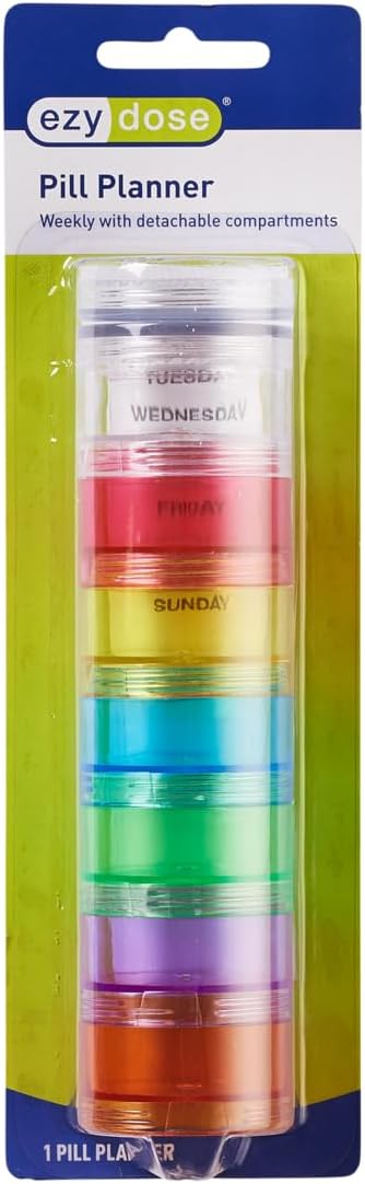 Ezy Dose Weekly Stackable Pill Organizer and Planner ? 7 Compartments Stack and Screw Together...