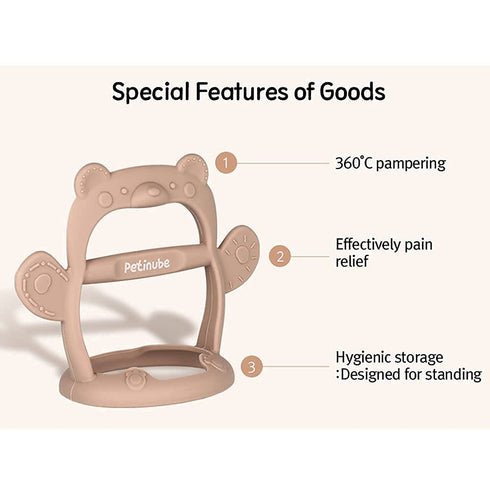 Baby Wrist Silicone Teether Soothing Pacifier for Infants 3+ Months Babies Pack of 1 Made in Korea Anti-Dropping (Bear-Cozy Beige)...