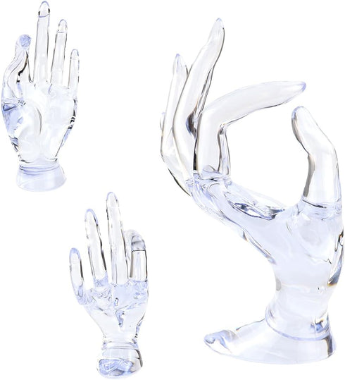 yuntop 1 Pack Hand Form Ring Holder Mannequin Hand Jewelry Organizer Stand Watch Stand Bracelet Ring Support Aesthetic Rack (Clear)...