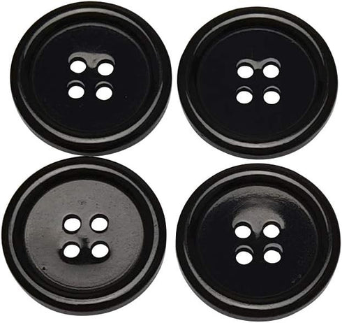 Chenkou Craft Mix Color Plastic Resin Circle Big Button 4 Holes DIY Craft Sewing (Black, 1 1/4"(30mm))...