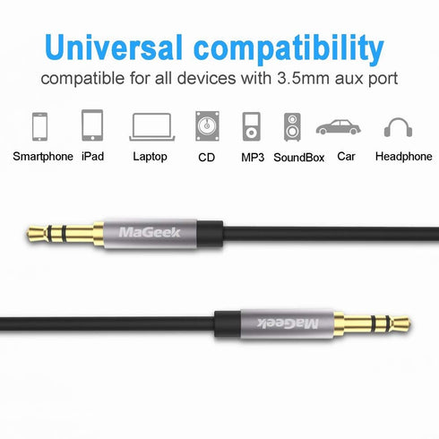 3.5mm Audio Aux Cord, Male to Male Auxiliary Audio Cable Compatible with Beats Headphones, iPhone, iPod, iPad, Car Audio, or Any Audio Device with...