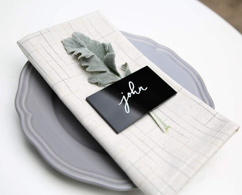 UNIQOOO Black Acrylic Rectangle Place Cards for Wedding, Perfect for Dinner Parties, Table Numbers, Guest Name, Food Signs and Special Event Decor...
