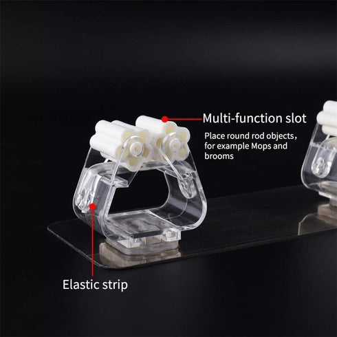 1Pc White Mop Broom Holder Wall Mounted, Holder Self Adhesive Mop Grip Holders Wall Mounted Hanger Organizer, Mop Hanger Heavy Duty with Hooks Mop...