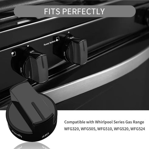 Reyhoar (2 Pack) W10339442 Gas Range Knob Black Replacement Part Fit for Whirlpool Range/Stove/Oven - Replaces WPW10339442 PS3507188