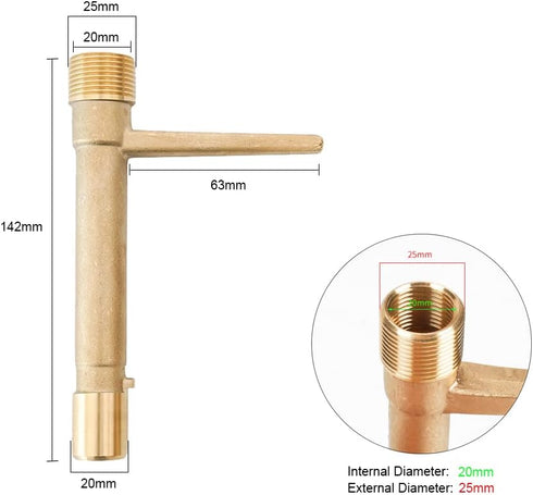 3/4 Inch Brass Quick Coupler Valve Key Garden Hose Underground Irrigation Tool Heavy Duty Sprinkler Key DN20 3/4" (3/4 Inch Key)...