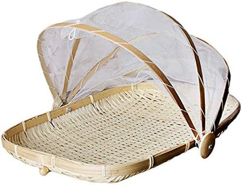 Food Serving Tent Basket - BESTCHANCEUS Hand Woven Bamboo Serving Basket Dustproof Bug Proof Mosquitoesor Vegetable Fruits Food Meals Rectangle 34...