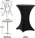 Tina's 32x43 Inch Highboy Spandex Cocktail Table Covers Black, Cocktail Table Spandex Covers, Fitted Stretch Cocktail Table Tablecloth for Round T...
