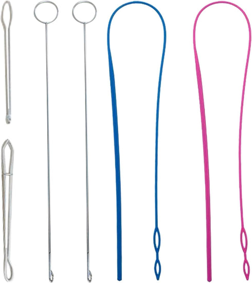 6 Pieces Sewing Loop Kit Include Sewing Loop Turner, Elastic Threaders Tweezers Long Loop Turner Tool with Latch for Fabric Belts Strips DIY Knitt...
