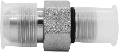 (4-PACK) 6400-06-04-O Hydraulic Hose Adapter Fitting 3/8" Male JIC 37° Flare (9/16"-18UNF) × 1/4" Male O-Ring Boss (7/16"-20UNF) SAE Straight Pipe...