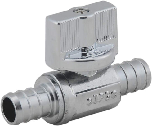 PEX Straight Stop Valve, 1/2-in x 1/2-in PEX 1/4 Quarter Turn LF Brass Chrome Plated Shut off Valve for Faucet or Toilet Installation (2-Pack)...