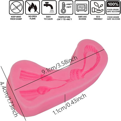 2 pieces Rope Knot Ice Jelly Baking Tray Molds,Chinese Knot Cake Baking Mould, Tassel Chocolate Candy Bakeware Mold, Pink...