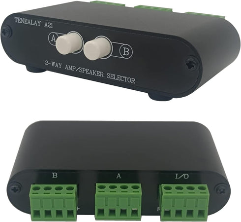 2-Way Stereo Amplifier Speaker Selector, AB Speaker Switch 2 Zone Distribution, Amp Switcher Box, SPK Controller A21...