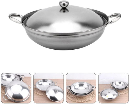 Ciieeo Shabu Shabu Hot Pot Pot Stainless Steel Dry Pot Camping Stove Stock Cooking Pot Seafood Pot Alcohol Stove Pan Noodle Ramen Pot Chef Wok wit...