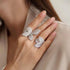 Rhinestone Butterfly Wrap Ring Open Statement Rings Sparkling Crystal Cubic Zirconia Leaf Engagement Promise Wedding Ring Expandable Finger Band D...