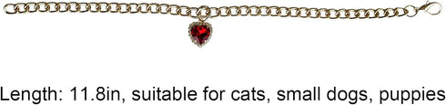 Cat Necklace Collar with Heart Rhinestone Pendant, Lightweight Adjustable Shine Diamond Cute Girl Wedding Birthday Party Pet Necklace Costume Acce...