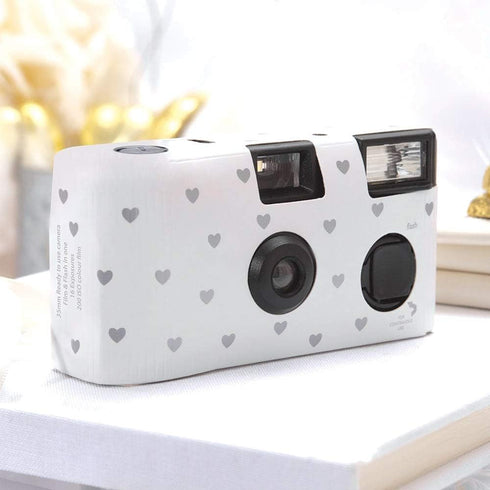 Weddingstar Disposable Camera with Flash-Silver Hearts, 4.5" (L) x 1.2" (W) x 2.4" (H)...