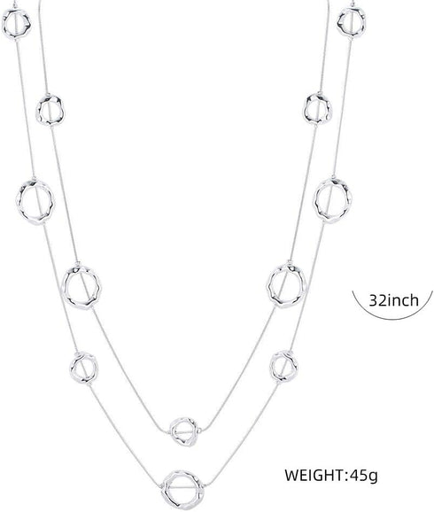 Silver Long Necklaces for Women Fashion Double Layered Sweater Chain Y Necklace with Gifts Box...