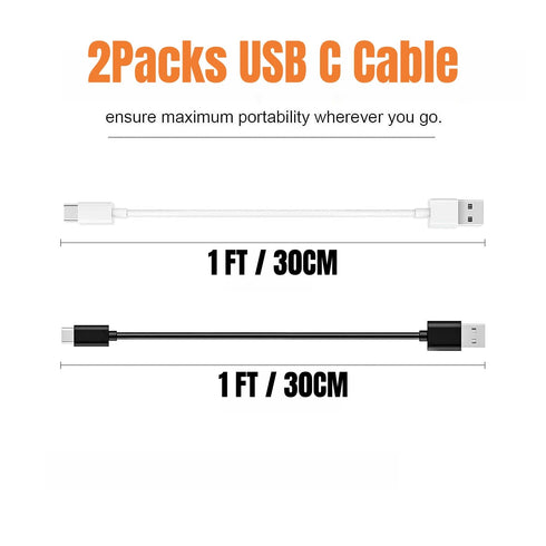 2 Pack USB-C Charger Charging Cable Cord for Sony WH-1000XM5 WH-1000XM4 WF-1000XM4 WH-1000XM3 WH-XB910N WI-C200 WI-XB400 Beats Studio Pro, 1 ft Fa...