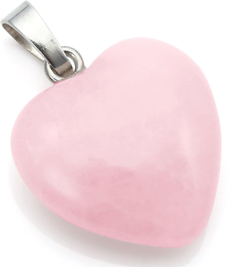 Jovivi Natural Rose Quartz Crystal Heart Necklace Love Heart Shaped Healing Stone Chakra Reiki Pointed Gemstone Necklace Mothers Day Gifts...