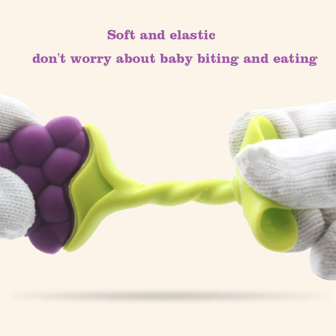 Baby Teething Toys - Natural Organic Freezer Safe Teether Set with Pacifier Clip for 3 to 12 Months Babies, Soft Silicone Fruit Teethers Toys, Inf...