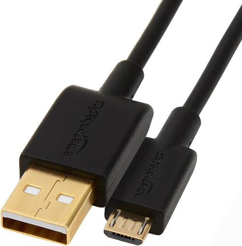Amazon Basics USB-A to Micro USB Fast Charging Cable, 480Mbps Transfer Speed with Gold-Plated Plugs, USB 2.0, 3 Foot, Black...
