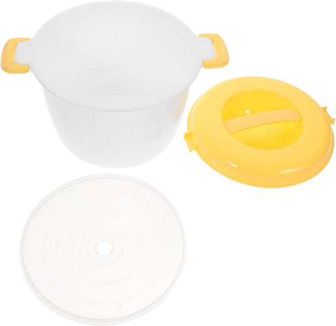 Hemoton Microwave Rice Maker Microwave Rice Cooker Rice Steamer: Round Microwave Food Container Microwaveable Rice Pasta Cooker Includes Spoons Mi...