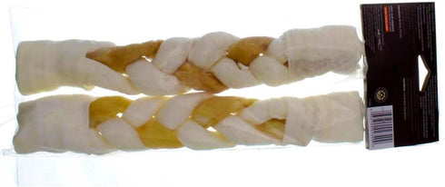 Hartz Combo 10 Inch Pig Skin And Rawhide Braided Chew Treats For Large Dogs - 2 Pack...