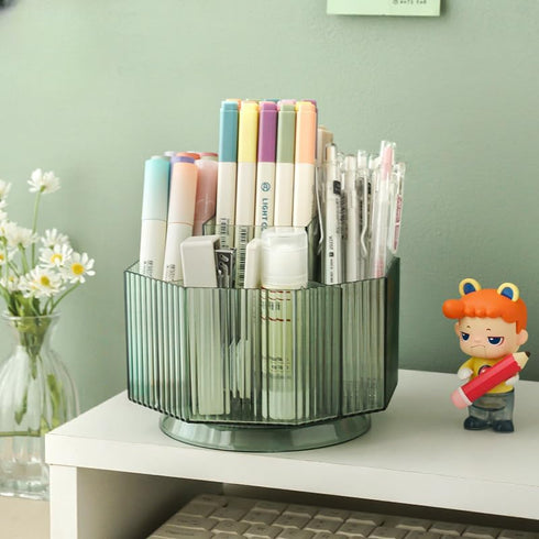 360° Rotating Makeup Brush Holder, Large Capacity Makeup Brush Organizer, 5 Slots Makeup Brushes Cup, Cosmetic Brush Storage for Vanity Bathroom C...