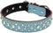 Rhinestones Dog Collar, Adjustable Sparkly Crystal Studded Genuine Leather Pet Dog Collar for Small and Medium Dogs (L, Blue)...