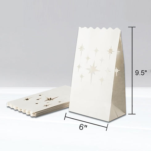 Homemory White Luminary Bags, Upgraded Moisture-Proof Candle Bags, Stars Design Luminaries for Wedding, Party, Halloween, Thanksgiving, Christmas ...