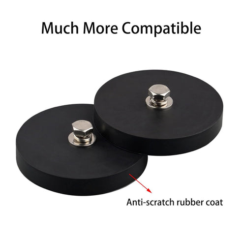 MUTUACTOR 62LB Anti-Scratch Neodymium Rubber Coated Magnet with M6 Female Thread, Non-Slip Strong Monting Magnet for Led Lighting Bar, Signal Ligh...