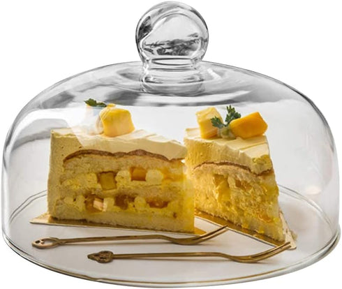 HEMOTON Glass Cake Dome Clear Cloche Dome Cake Display Cover with Knob Handle Size XL...