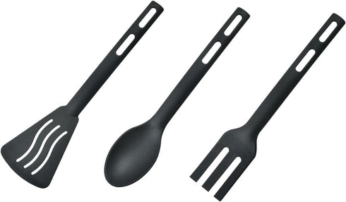 Kitchen Cooking Tools 3Pcs Mini Nylon Kitchen Utensils Set Slotted Turner Solid Spoon Fork Children Dinner Tools (black)...