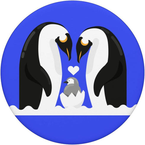 Emperor Penguins Mom Dad Baby Mobile Blue Gift PopSockets PopGrip: Swappable Grip for Phones & Tablets...