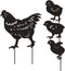 4 Pack Chicken Garden Decorative Statues, Metal Hen and Chicks Silhouette Garden Stakes, Ideal Yard, Garden, Lawn Decor, Animal Outdoor Decoration...