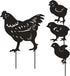 4 Pack Chicken Garden Decorative Statues, Metal Hen and Chicks Silhouette Garden Stakes, Ideal Yard, Garden, Lawn Decor, Animal Outdoor Decoration...