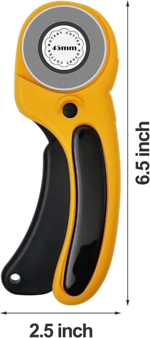 45mm Rotary Cutter, RosyMyth Fabric Cutter, for Paper, Leather Cutting, Quilting Sewing Scrapbooking, Seamstress, Tailors (Yellow)...