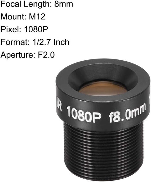 uxcell 3 Pcs CCTV Camera Lens 8mm Focal Length 1080P F2.0 1/2.7 Inch Wide Angle for CCD Camera...