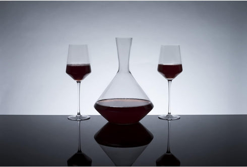 Viski Raye Angled Crystal Bordeaux Wine Glasses Set of 2 - Premium Crystal Clear Glass, Modern Stemmed, Flat Bottom Red Wine Gift Set - 16oz...