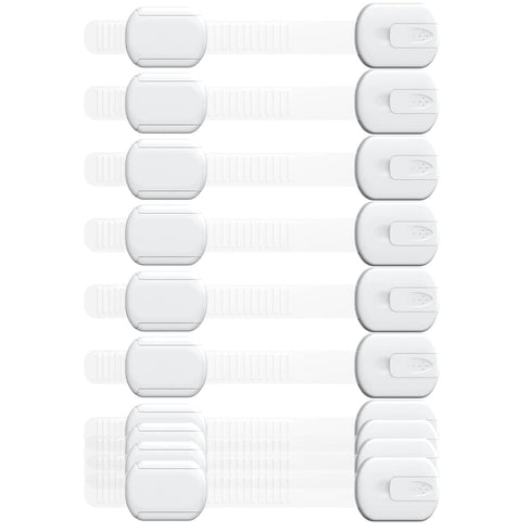 10Pack Child Safety Strap Locks for Fridge, Cabinets, Drawers, Dishwasher, Toilet, Child Proof Safety Locks with 3M Adhesive No Drilling...