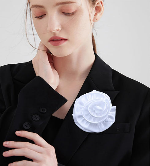 Oversized Flower Silk Satin Brooches Exaggerated Large Big Lapel Pins Delicate Dainty Bud Brooch for Women Wedding Party Dance Elegant Dress Suit ...