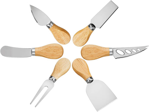 Cheese Knives Set - Cheese Knife, Cheese Spreader, Cheese Fork, Cheese Slicer, Cheese Cutter, Butter Knife – 6PCS Mini Stainless Steel Cheese Kniv...