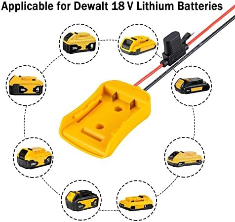 Power Wheel Adapter for Dewalt 20V Battery with Fuse & Wire terminals?Work with for Dewalt DCB205 DCB206 DCB200 Lithium Battery?Power Wheel Batter...