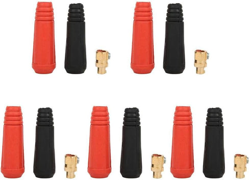 5Pcs Quick Plug, Welding Cable Joint Quick Connector Pair Welding Machine 10-25 Square European Style Welding Machine Connector Long + Long Type R...
