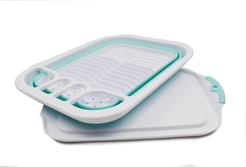 SAMMART 7.5L (2 Gallon) Collapsible Plastic Dish Drainer with Drainer Board - Foldable Drying Rack Set - Portable Dinnerware Organizer - Space Sav...