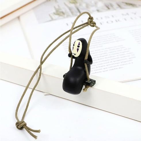 Anime Car Accessories of No Face Man Car Pendant Hanging Swing, for Car Rear View Mirror Accessories, Home Gardening Hanging Micro Landscape Offic...
