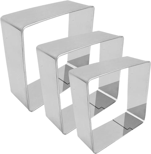 Antallcky Square Cookie Cutter Set-3 piece-2.5", 3", 3.5",Square Stainless Steel Biscuit Molds Fondant Cookie Cutter Set Pastry Mold-1 Inch Depth...